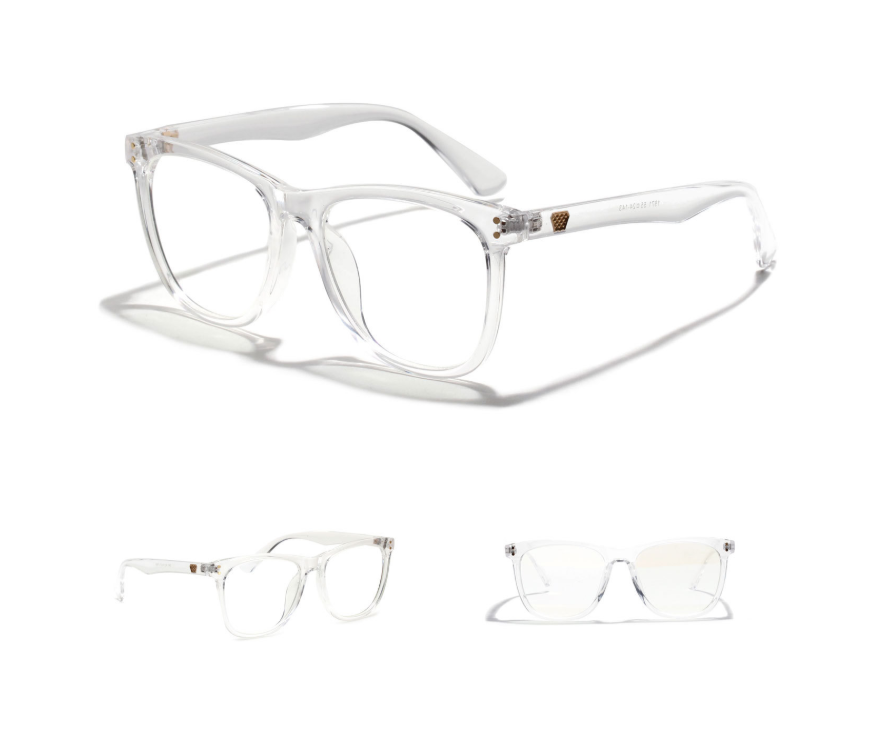 Eon Earth transparent Anti-Blu-ray Glasses  side and front view
