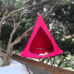  Pink Floating Teepee Chair hammock hanging outside under a Canopy tree