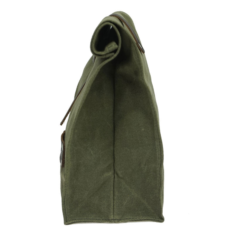 Side profile forest green Canvas Lunch Bag