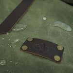 water resistant close up Waxed Canvas Leather Lunch Bag forest color