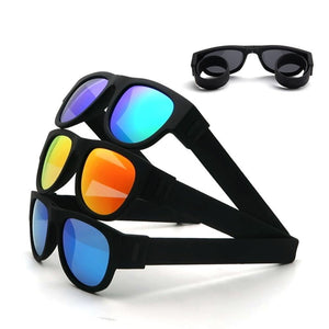 Foldable Wristband sunglasses blue orange purple Polaroid leds black frame black arms