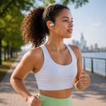 Image of a jogger wearing open Ear  headphones